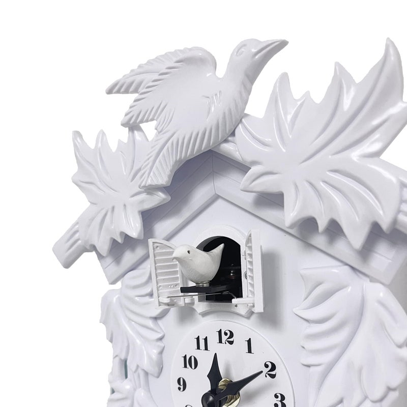 WALPLUS Chiming Cuckoo Clocks for Wall Bird Singing Cuckoo Clock Volume Adjustable Coo Coo Clock Christmas Cuckoo Clock Gift for Living Room Office Traditional Decoration Classic White - Image 3